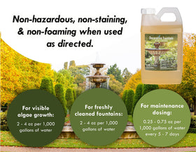 Sanco Fountain Algaecide targets string and hair algae in small ponds.