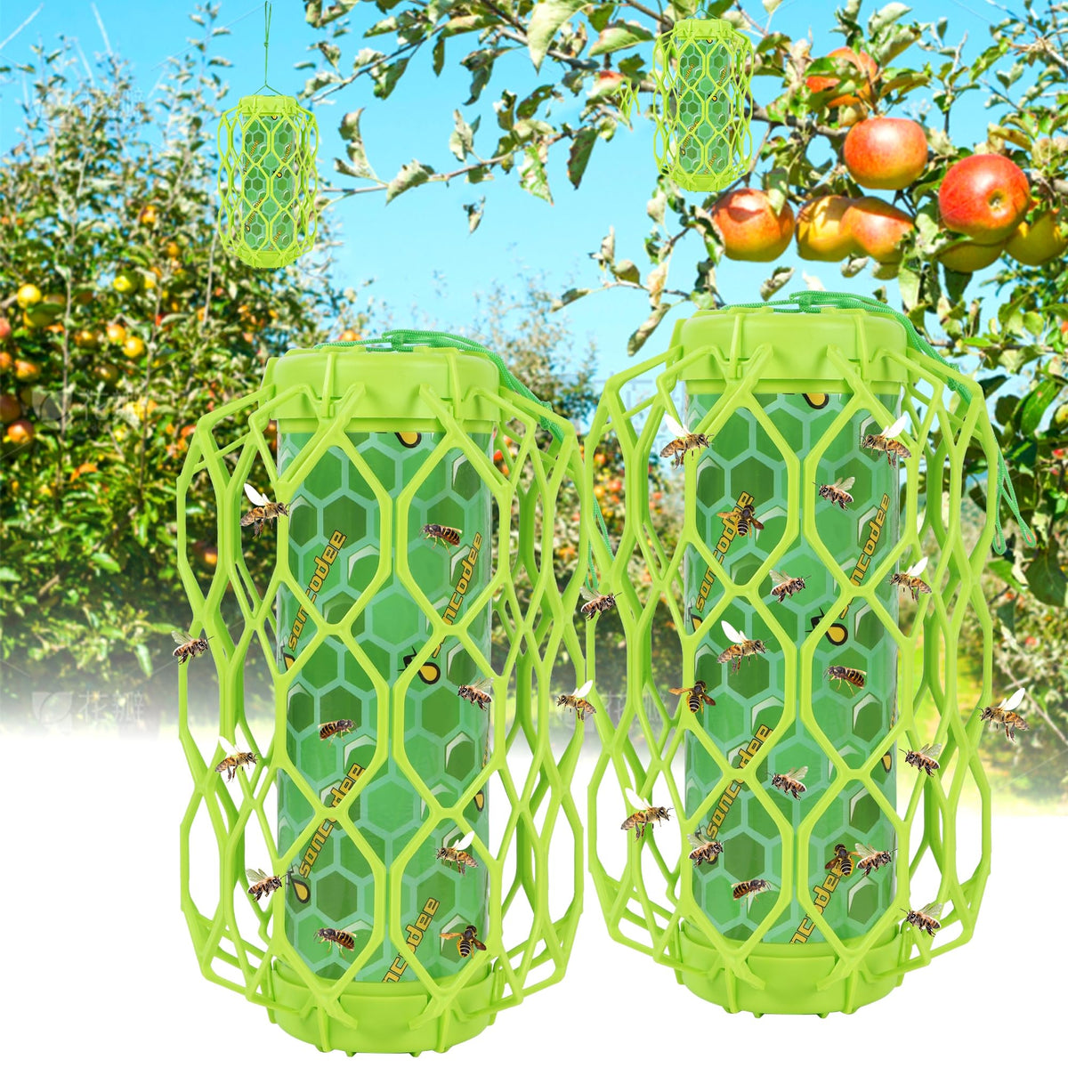 Sancodee wasp trap outdoor hanging two-pack in a garden setting for pest control