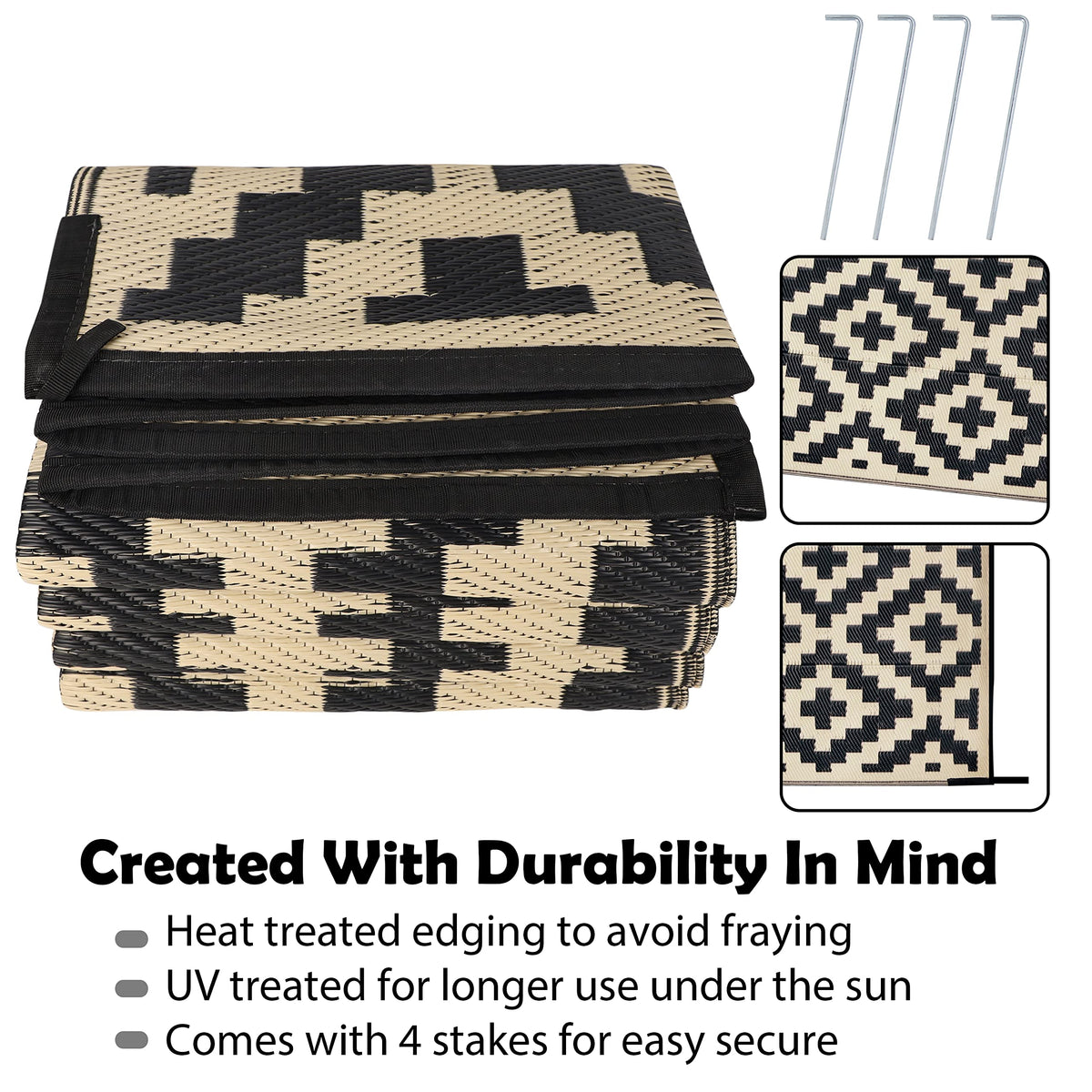 SAND MINE 6x9 outdoor rug spread on lawn for durable underfoot