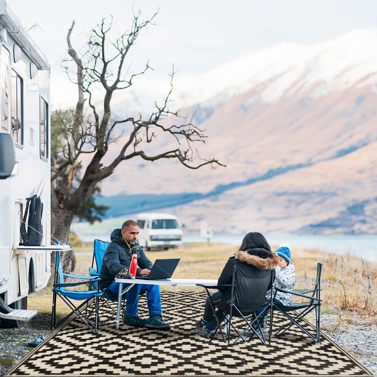 SAND MINE reversible mat serves patios decks beaches and RV trips.