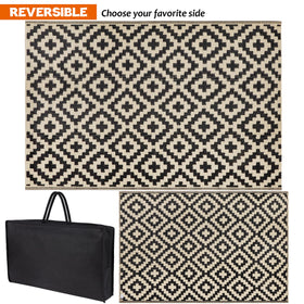 SAND MINE patio rug lattice design offers two looks in one for flexible decor.
