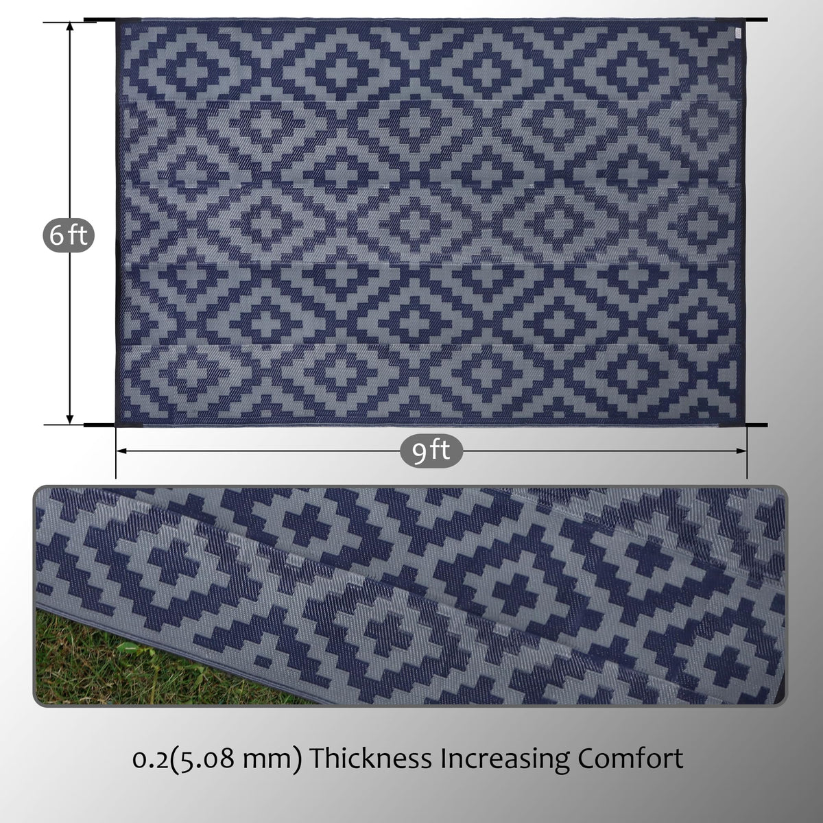 SAND MINE plastic straw rug in an outdoor setting for easy maintenance.