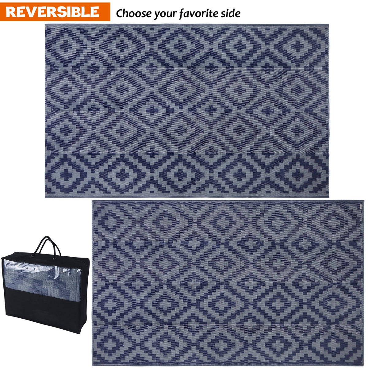 SAND MINE plastic straw rug on patio, easy clean and portable