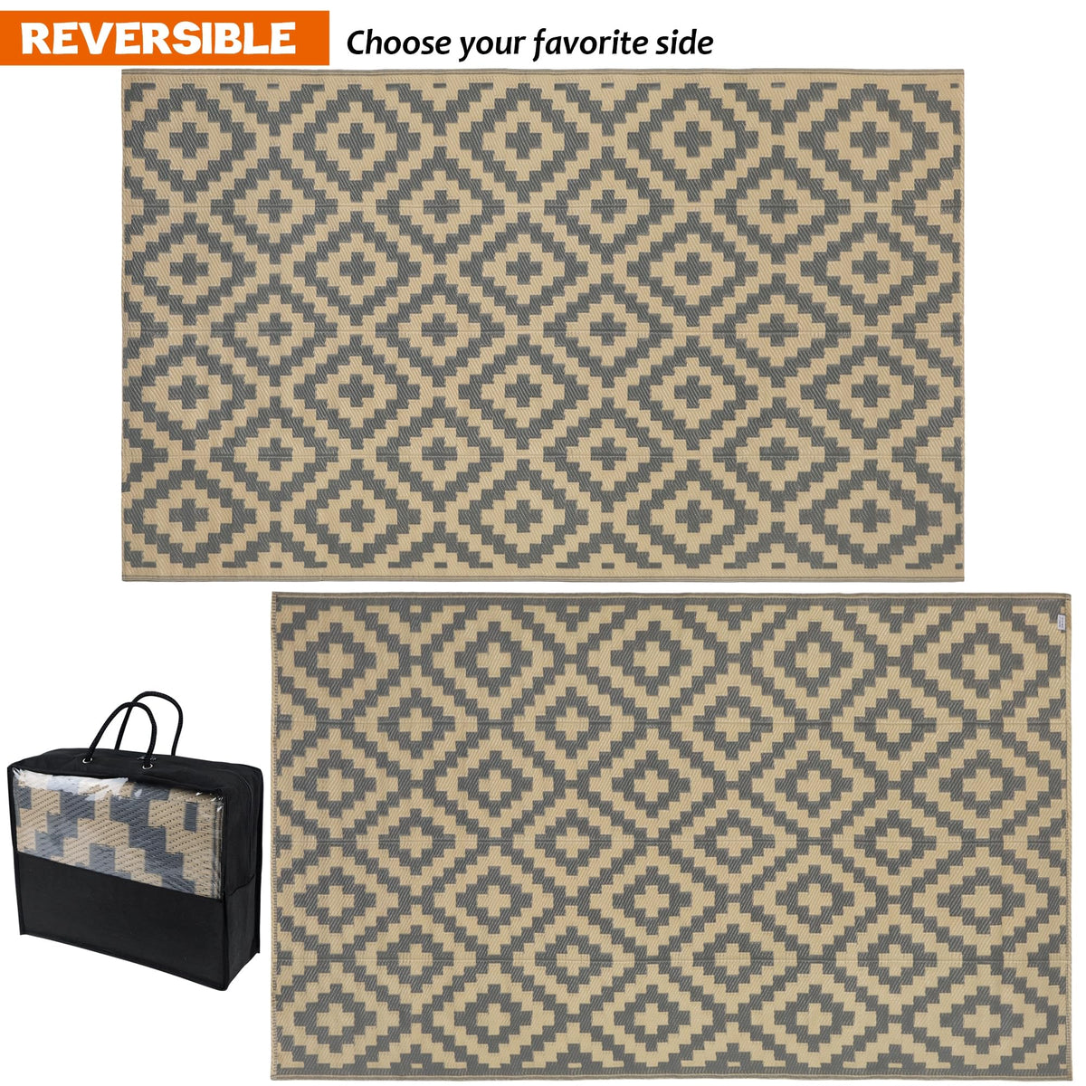 SAND MINE Reversible Mats beach-picnic-rug folds easily for storage and transport