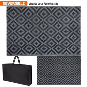 SAND MINE reversible outdoor rug shown on deck for versatile decor