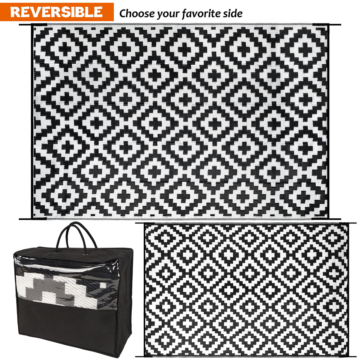 SAND MINE reversible outdoor mat with dual-tone design for versatile styling outdoors.