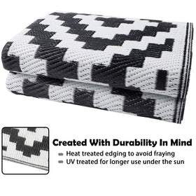 SAND MINE UV-stabilized outdoor rug protecting surfaces from sun fade.