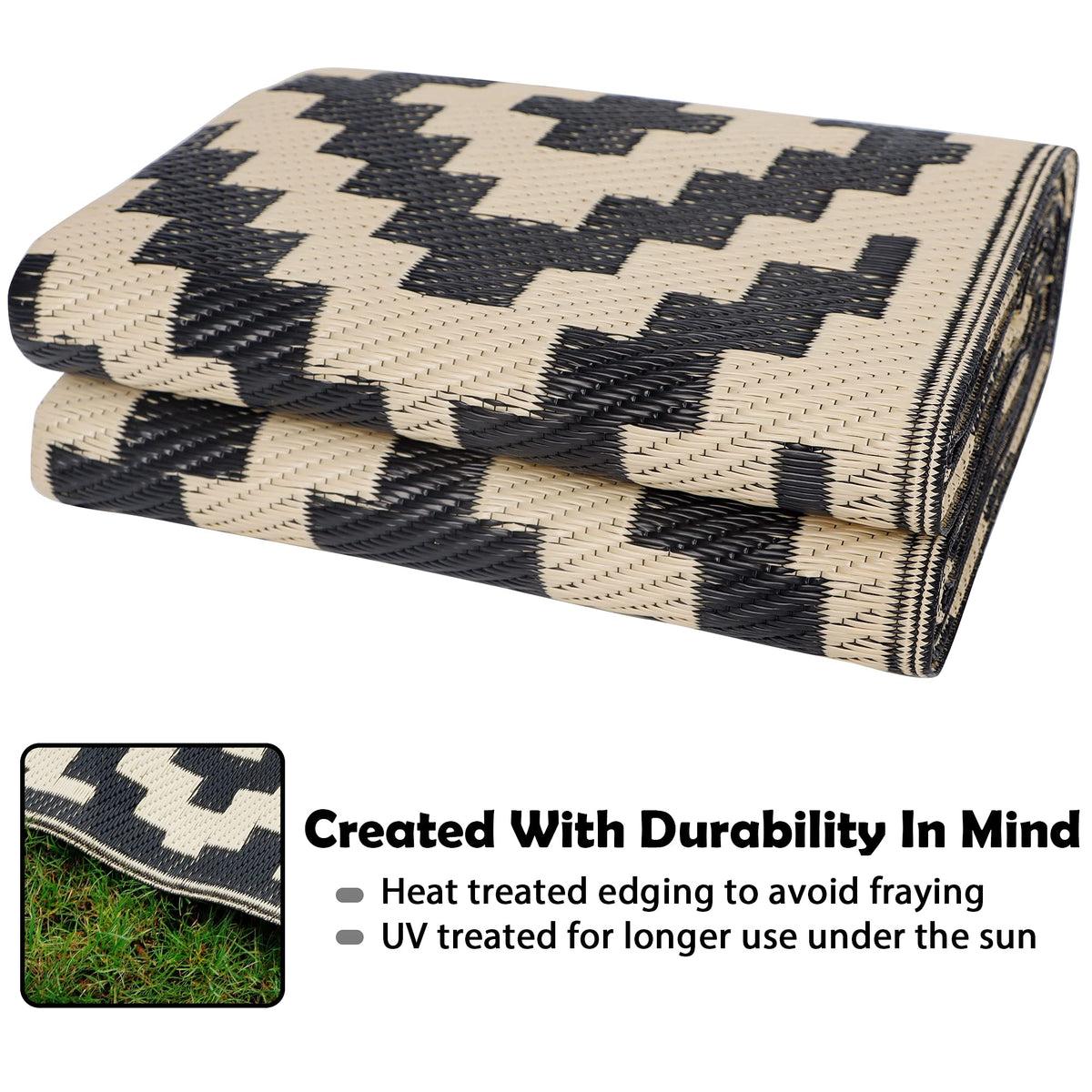SAND MINE UV-stabilized outdoor rug on a sunny patio