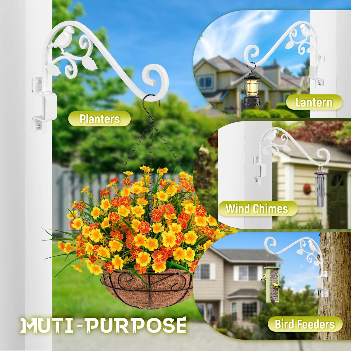 Sanduby multi-use hanging hooks suitable for bird feeders, lanterns, and wind chimes