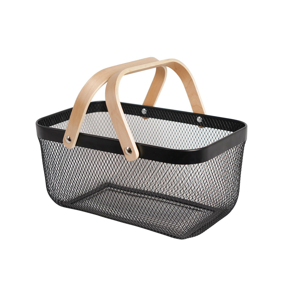 SANHSEHOME metal mesh harvest basket in ebony, sturdy storage for fresh produce