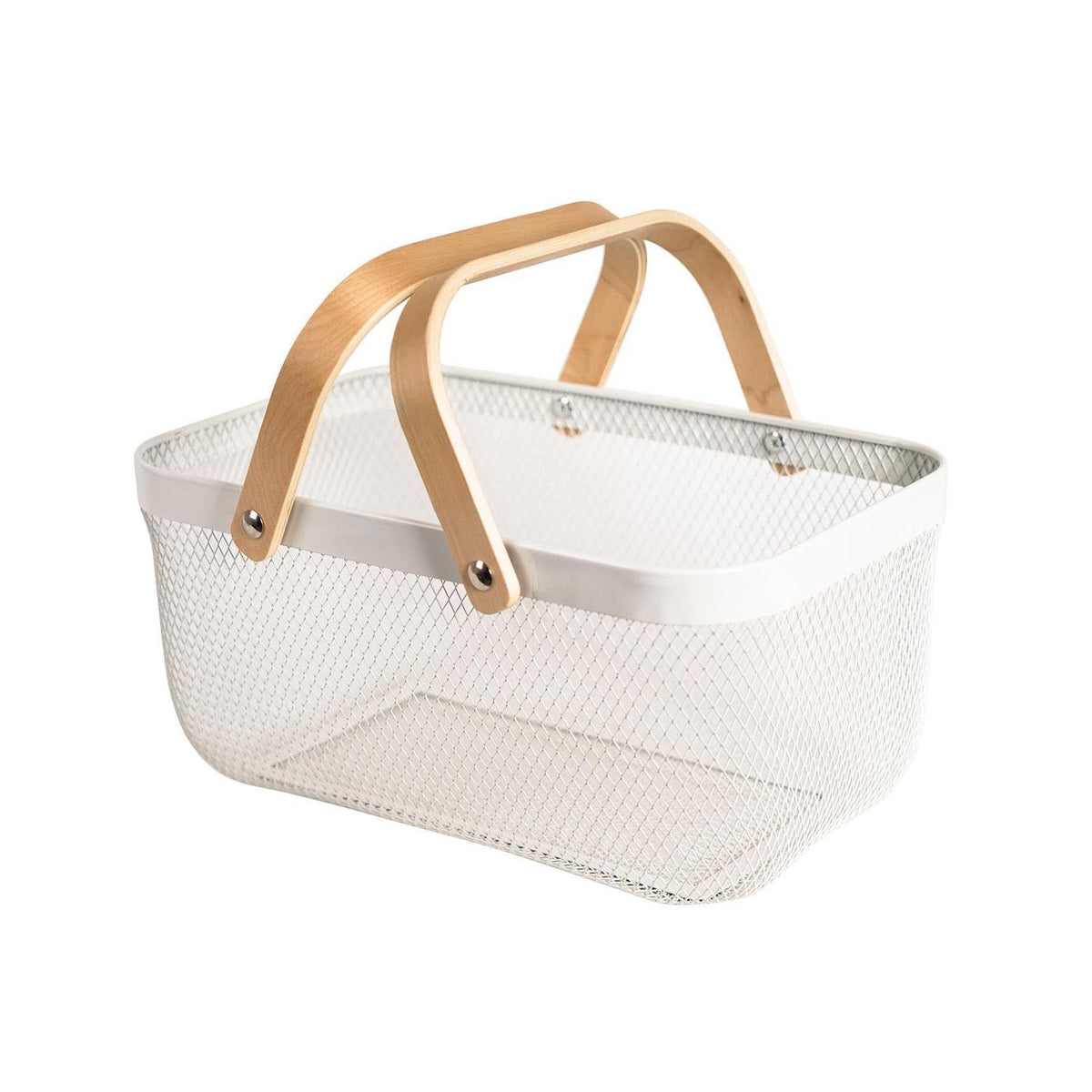 SANHSEHOME metal mesh harvest basket in ivory for easy garden harvests and quick rinsing