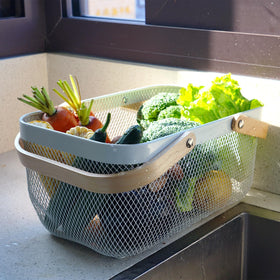 SANHSEHOME compact basket fits shelves for quick access and storage
