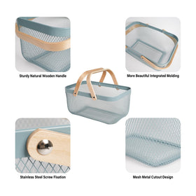 SANHSEHOME rectangle wire basket with handles for easy transport of produce