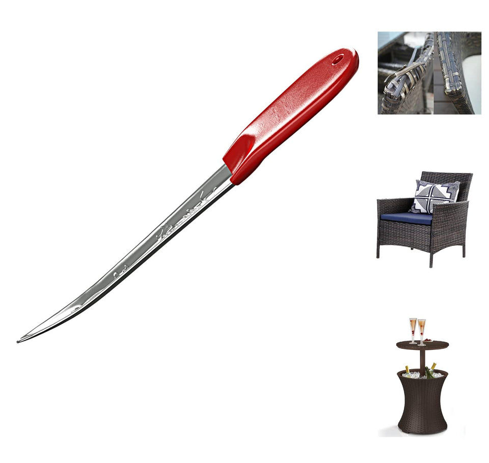 SANMENMO wicker repair tool with stainless steel prying tip for precise weaving tasks.