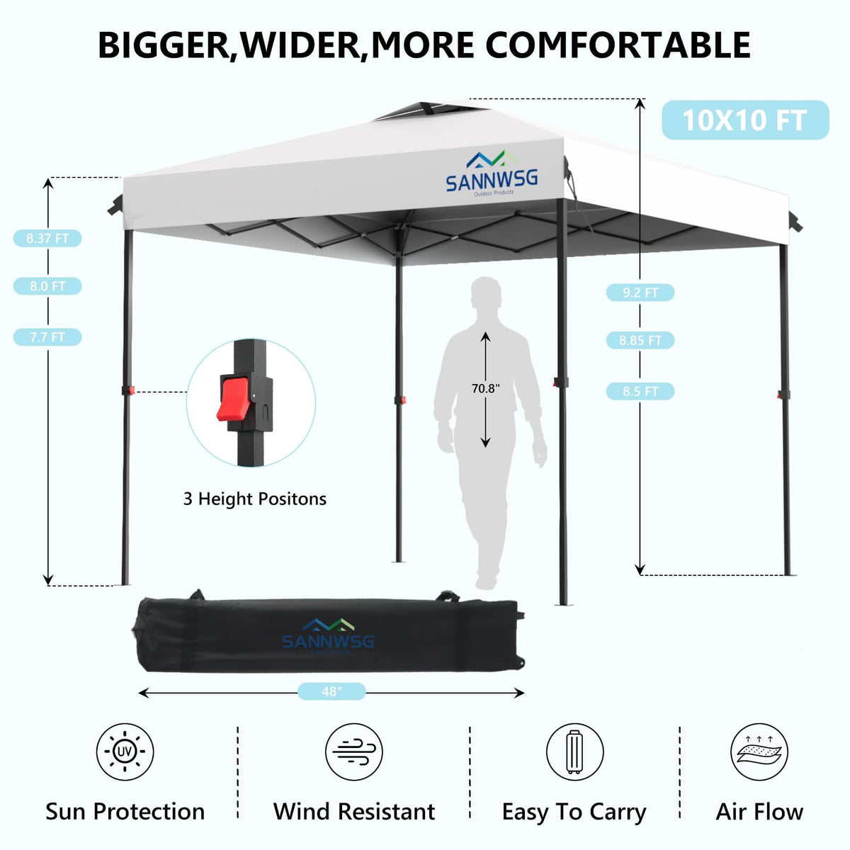 Sannwsg 10x10 canopy with three detachable sidewalls for privacy