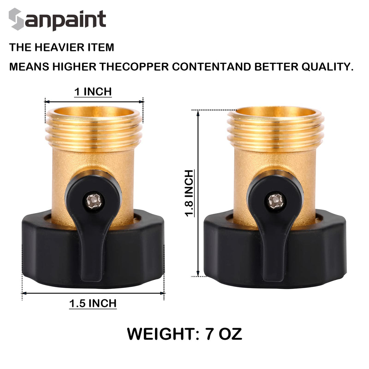 Sanpaint 34-inch brass thread connection ensures reliable fittings.