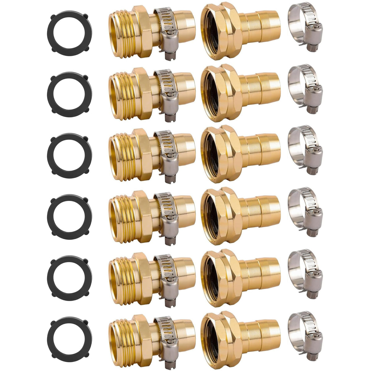 Sanpaint 6-set garden hose repair connectors with clamps for quick, leak-free fixes