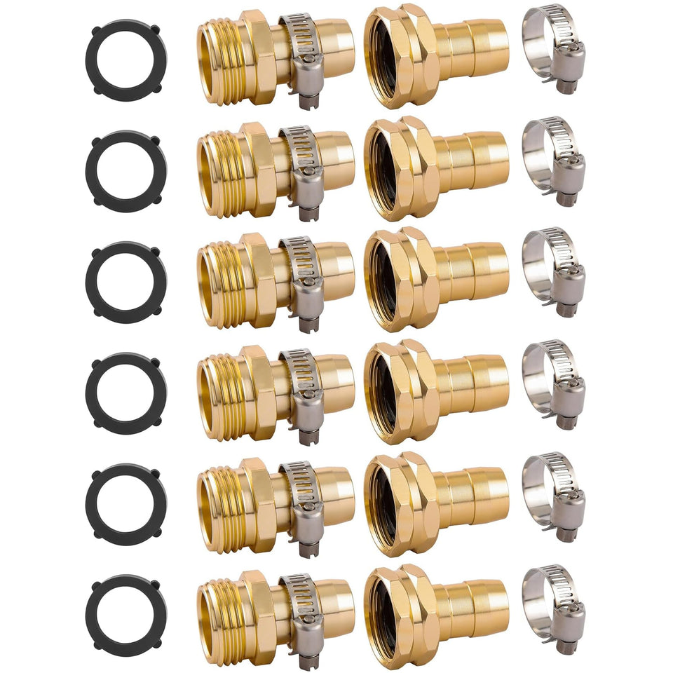 Sanpaint 6-set garden hose repair connectors with clamps for quick, leak-free fixes