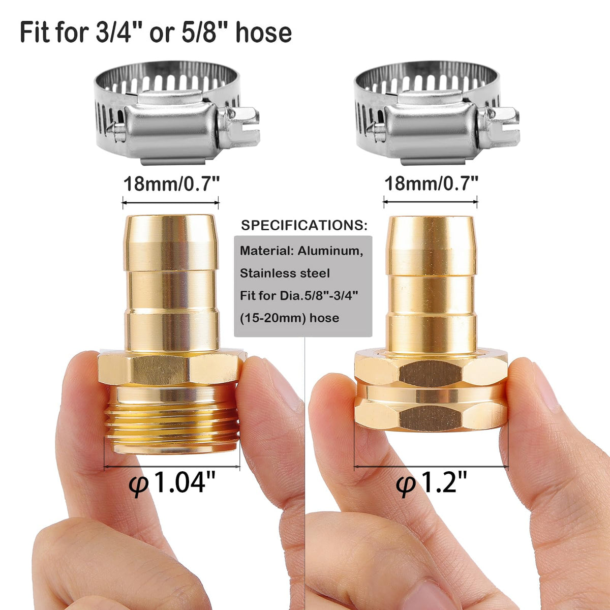 Sanpaint aluminum hose connector with clamps for durable, corrosion-resistant repairs