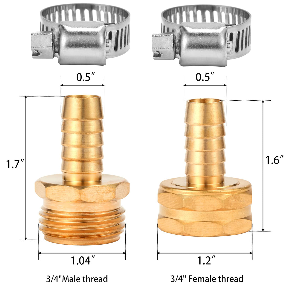Sanpaint brass connector close-up with stainless clamp for durable fittings.