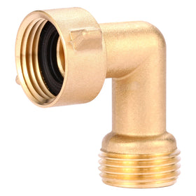 Solid brass elbow shows weight and durability for outdoors