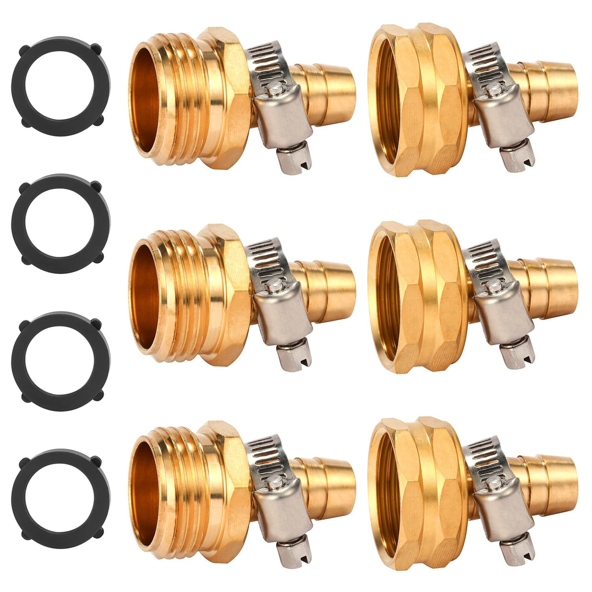 Sanpaint brass garden hose connector kit assembled for seamless outdoor repairs.