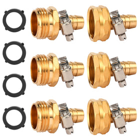 Sanpaint brass garden hose connector kit assembled for seamless outdoor repairs.