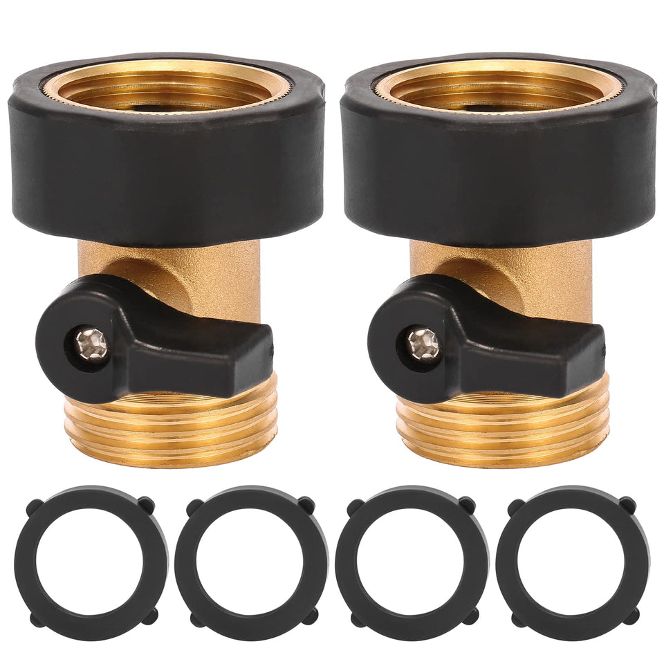 Sanpaint brass garden hose valve closeup showing durable construction for watering control.