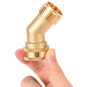 Sanpaint brass gooseneck adapter attached to faucet demonstrates easy reach for hose setup.