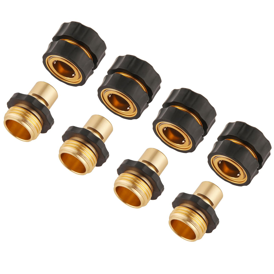 Sanpaint three-quarter-inch garden hose quick connector with male fitting for secure attachment.