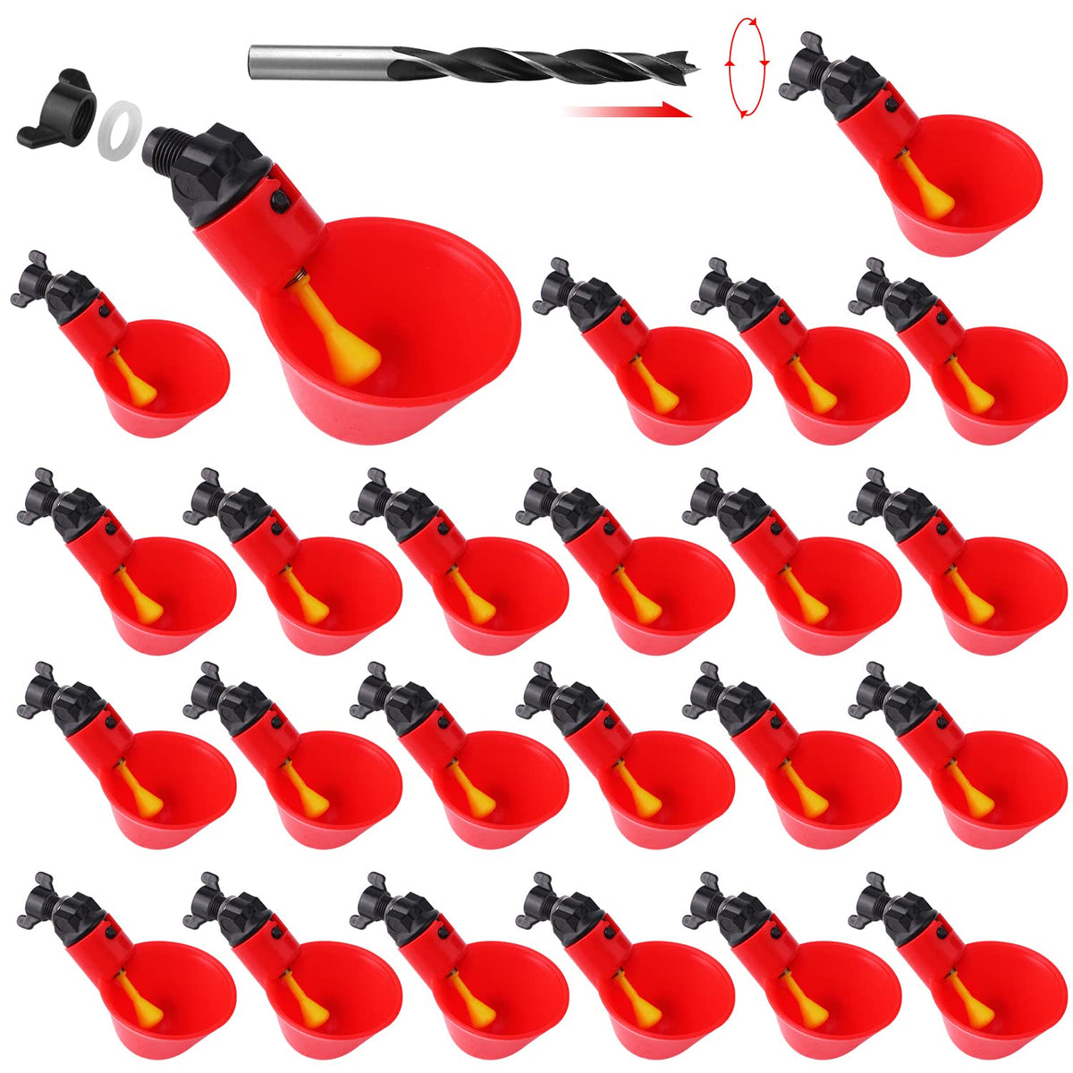 Sansheng 12-pack chicken waterer cups ready for simple poultry hydration