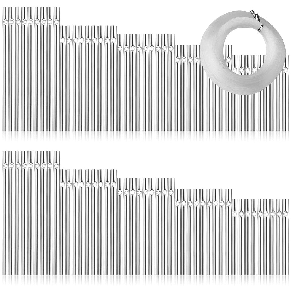 Sansheng 60pcs wind chime tubes set in silver ready for outdoor decor