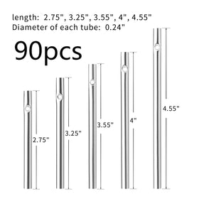 Five-length tubes ready for DIY wind chime projects.