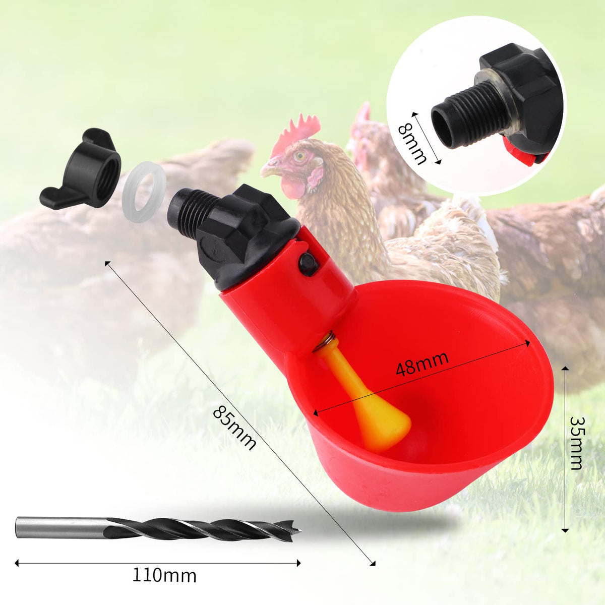 Sansheng yellow peck trigger demonstrates how poultry triggers water release.
