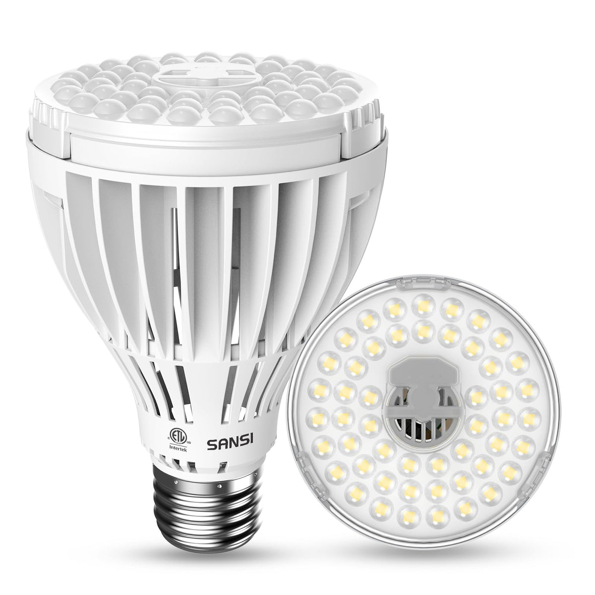 SANSI 32W grow light bulb front view providing full-spectrum light for indoor plants
