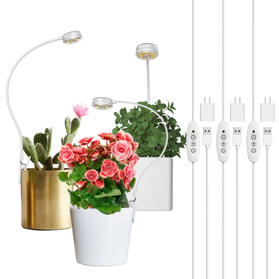SANSI pot clip grow light attached to a plant pot for healthier foliage