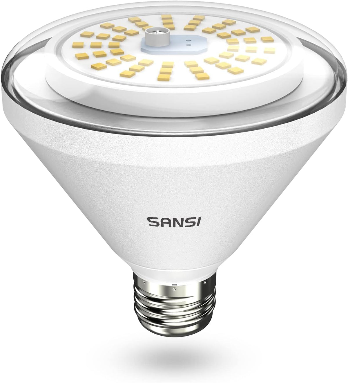 SANSI BR30 24W full-spectrum with 120° beam for even indoor plant coverage.