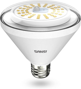 SANSI BR30 24W full-spectrum with 120° beam for even indoor plant coverage.