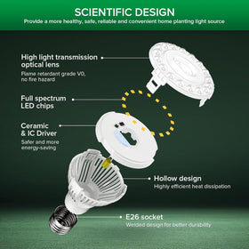 SANSI energy-saving grow light bulb reduces electricity use during indoor gardening.