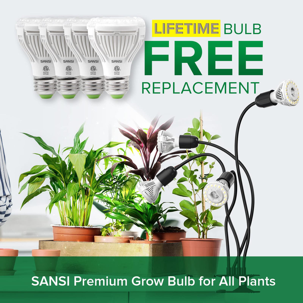 SANSI full-spectrum light covers 400–780nm for all growth stages.