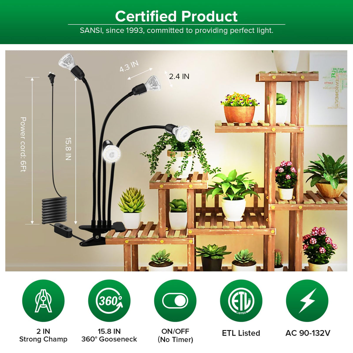 SANSI high PPFD supports seedling vigor with energy efficiency.