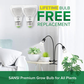 SANSI LED grow light with clip clamp enables flexible positioning.