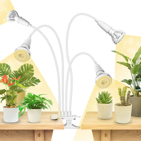 SANSI LED grow light with clip-on gooseneck provides flexible overhead illumination for indoor plants.