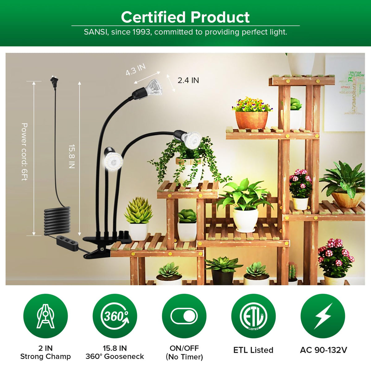 SANSI lifetime bulb warranty reduces replacement costs over time.