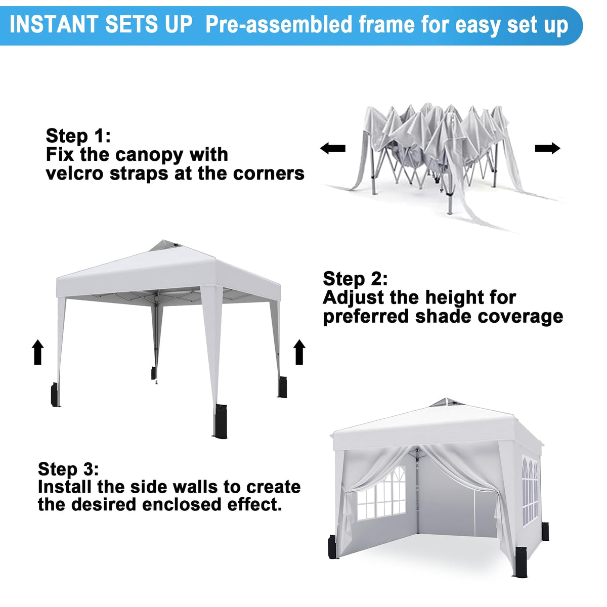 SANWAY pop up canopy folded compactly for storage.