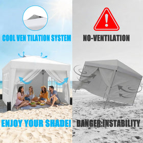 SANWAY canopy sidewalls with mesh windows for airflow.