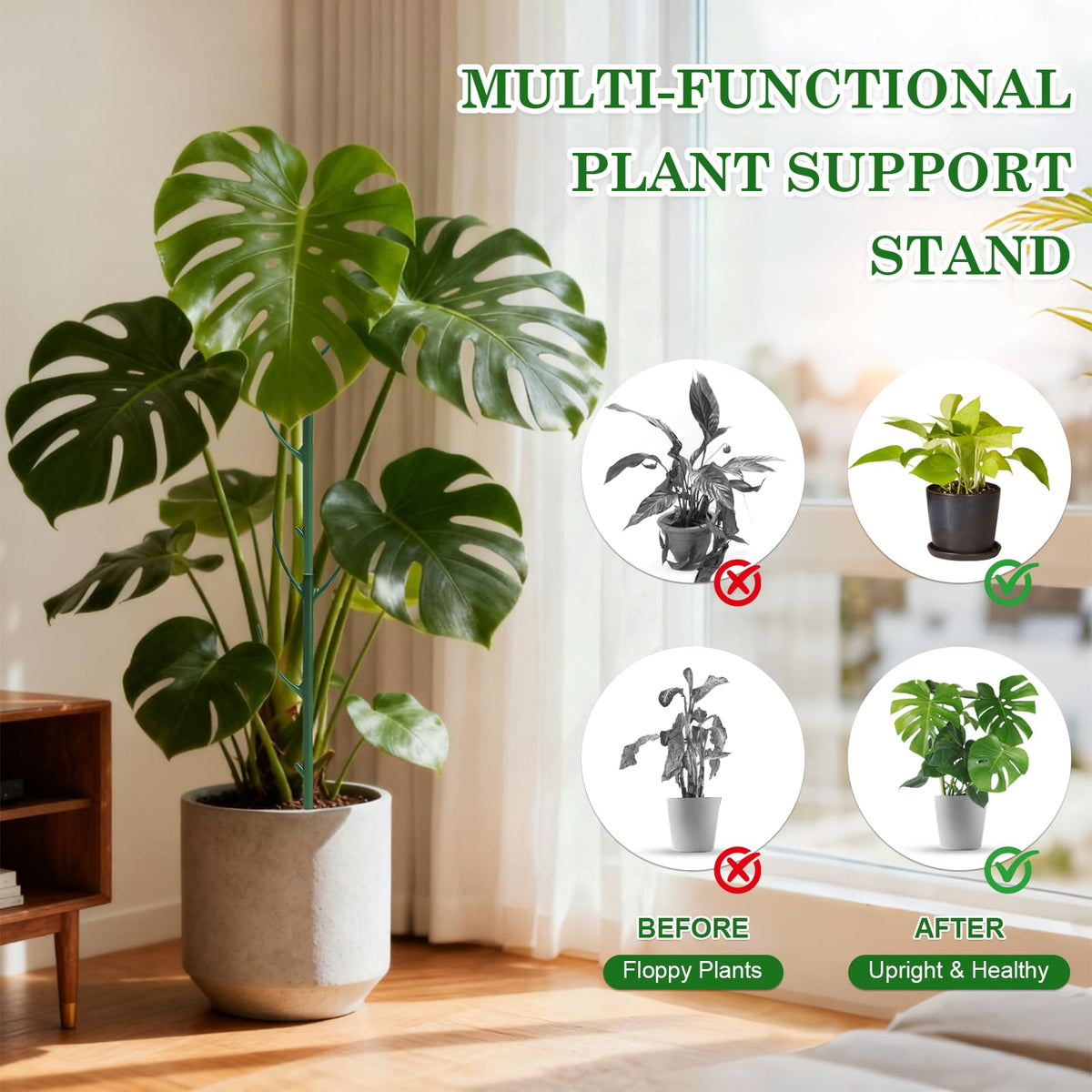 sanzkjic monstera support pole helping tall stems stay upright.