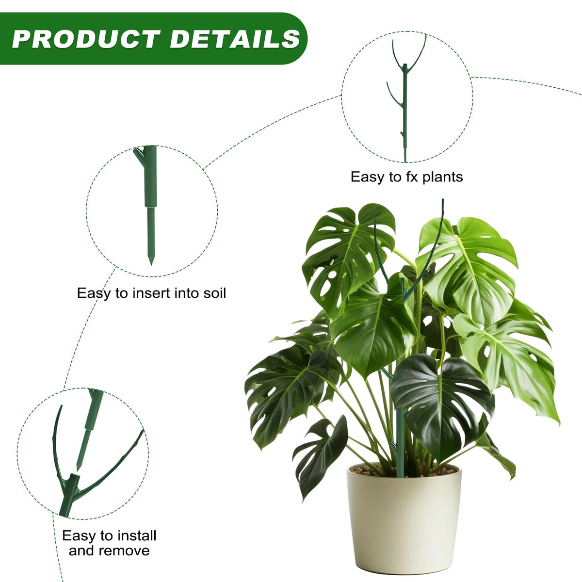 sanzkjic plant support pole with clamps secures climbing vines without damage.