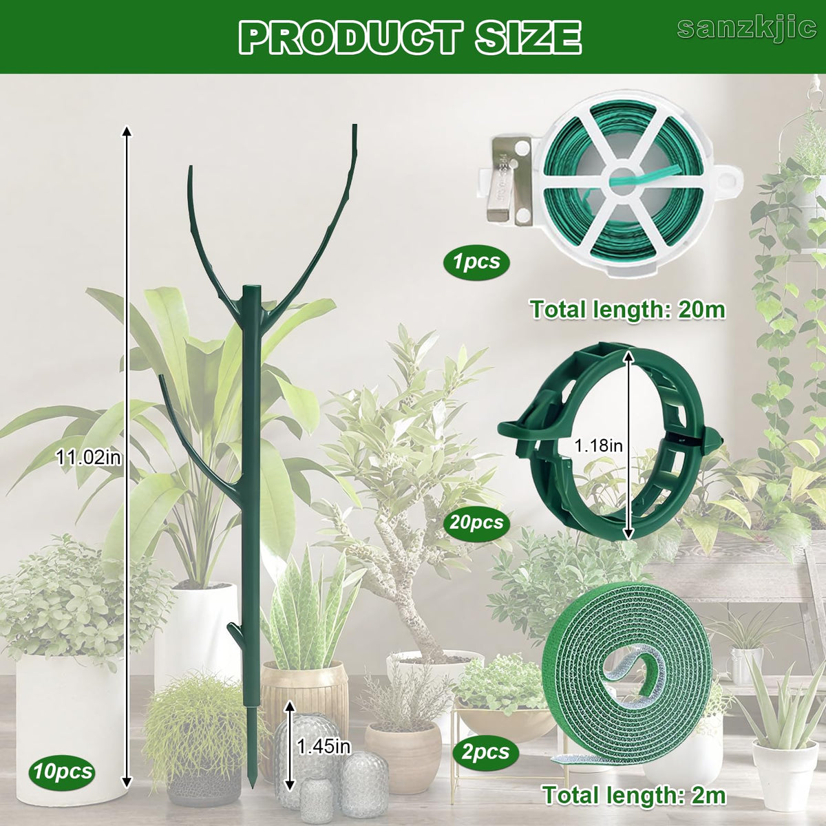 Sanzkjic weather-resistant plastic stakes blend with greenery