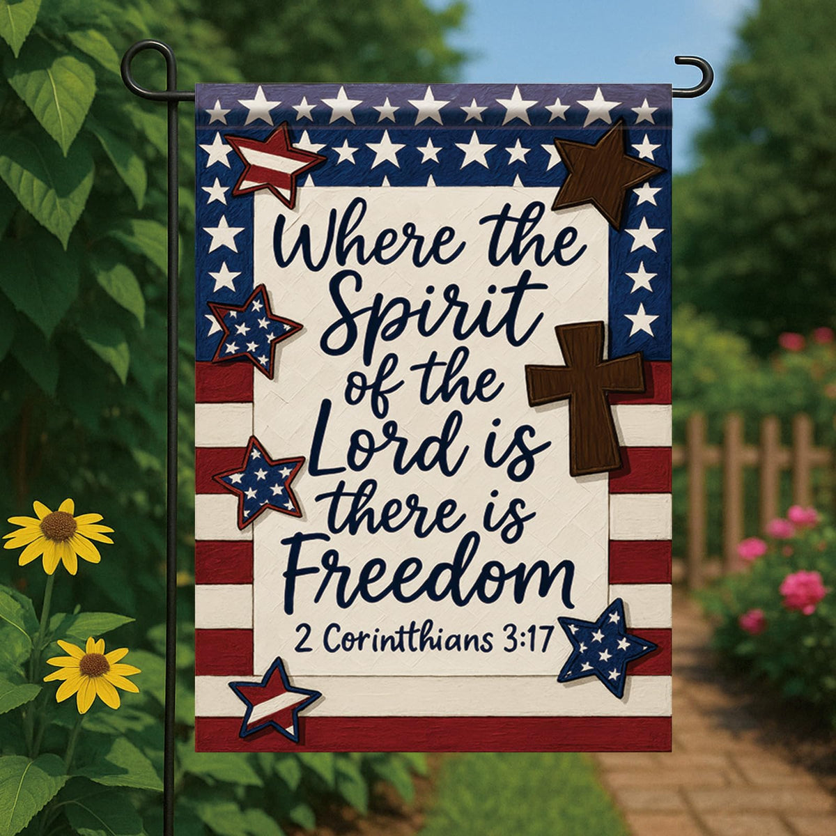 Saoplasa Bible verse text flag readable from both sides